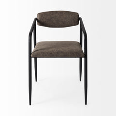 Langston Brown/Black Open Back Dining Arm Chair (Set of 2)