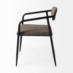 Langston Brown/Black Open Back Dining Arm Chair (Set of 2)
