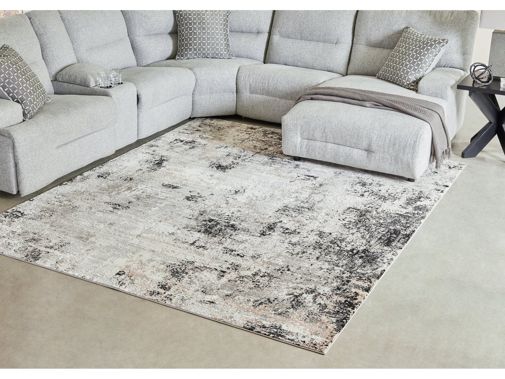 Langwell Black/Gray/White Large Rug (Online Special Price) - Ornate Home