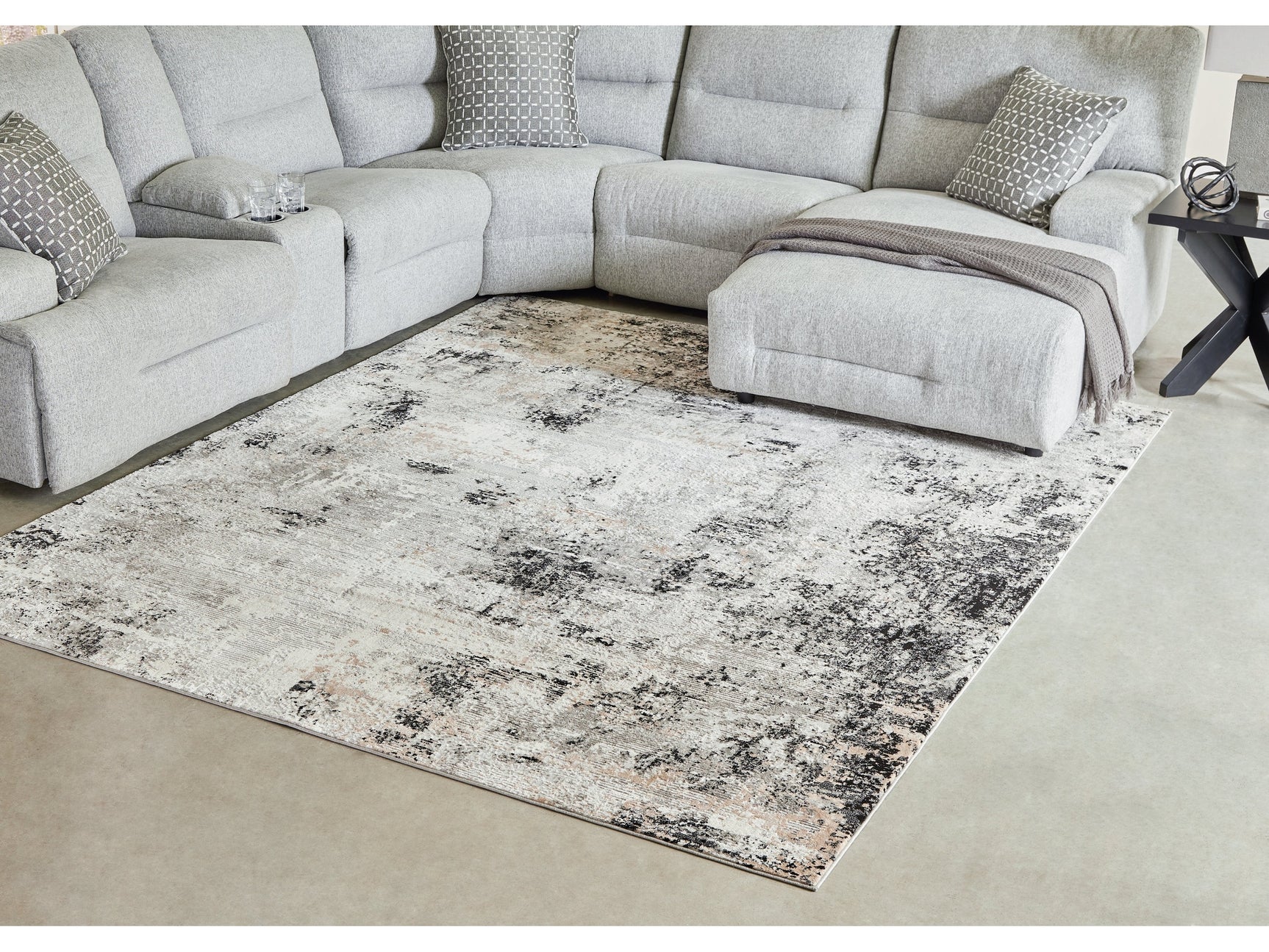 Langwell Black/Gray/White Large Rug - Ornate Home