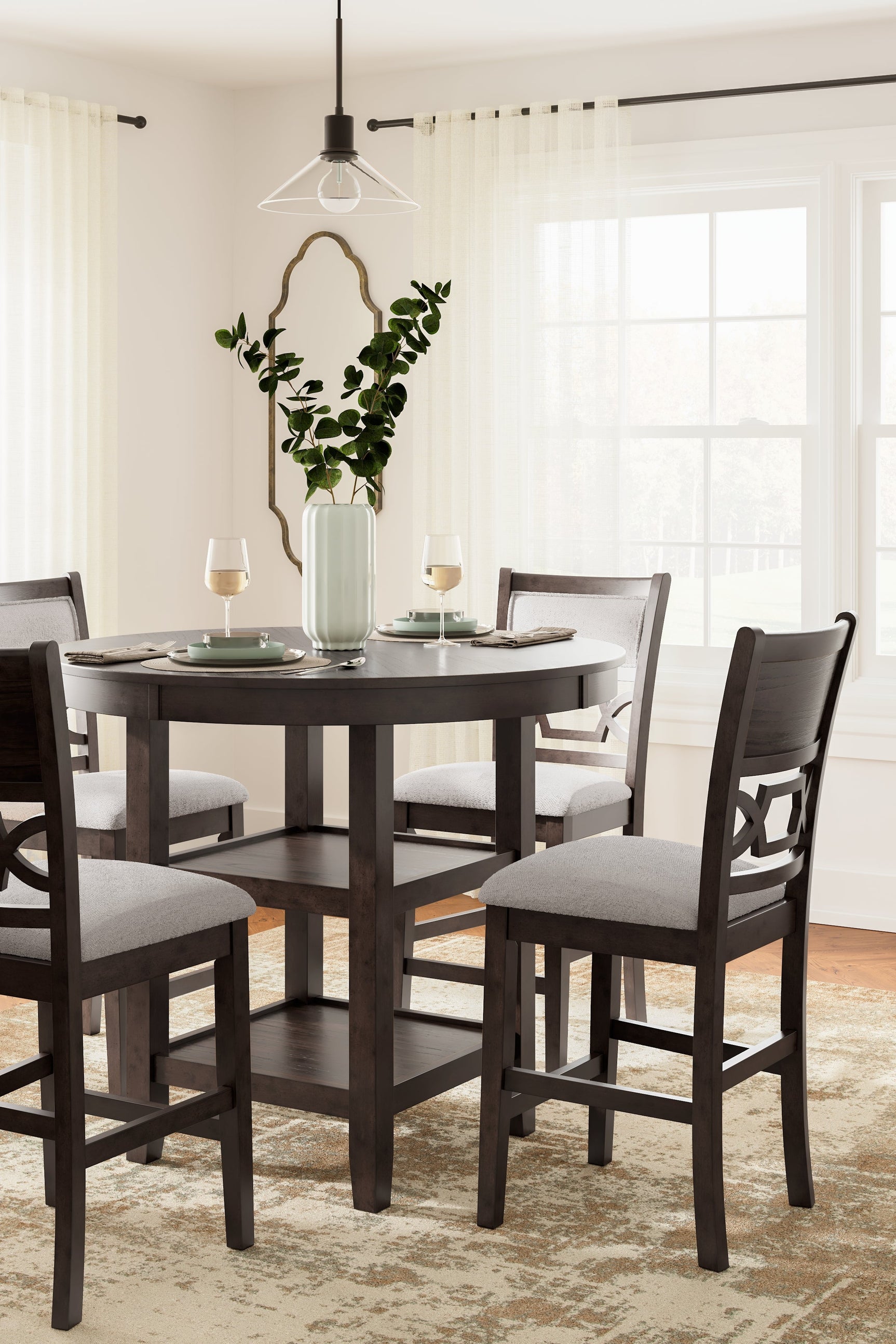 Langwest Brown Counter Height Dining Table and 4 Barstools (Set of 5) (Online Special Price) - Ornate Home