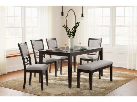 Langwest Brown Dining Table and 4 Chairs and Bench (Set of 6) - Ornate Home