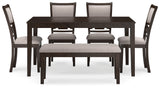 Langwest Brown Dining Table and 4 Chairs and Bench (Set of 6) - Ornate Home