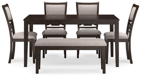 Langwest Brown Dining Table and 4 Chairs and Bench (Set of 6) - Ornate Home