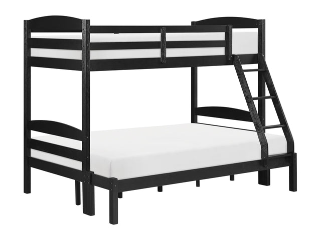 Lani Wire-Brushed Black Twin/Full Bunk Bed - Ornate Home