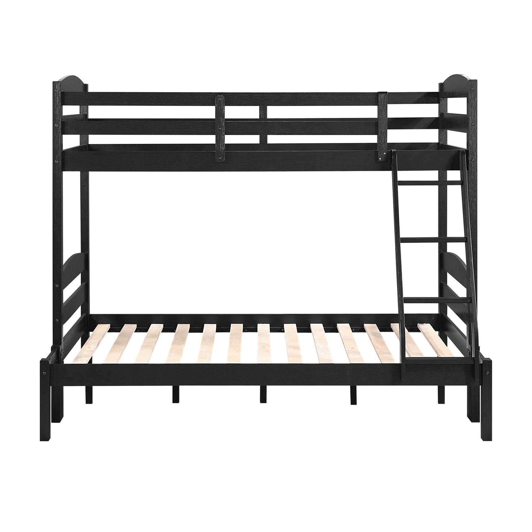 Lani Wire-Brushed Black Twin/Full Bunk Bed - Ornate Home