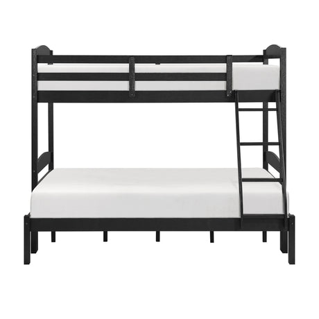 Lani Wire-Brushed Black Twin/Full Bunk Bed - Ornate Home