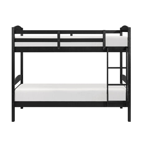 Lani Wire-Brushed Black Twin/Twin Bunk Bed - Ornate Home