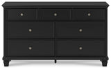 Lanolee Black California King Panel Bed, Dresser, Chest and 2 Nightstands (Online Special Price) - Ornate Home
