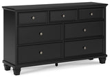 Lanolee Black California King Panel Bed, Dresser, Chest and 2 Nightstands (Online Special Price) - Ornate Home