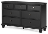 Lanolee Black California King Panel Bed, Dresser, Chest and 2 Nightstands (Online Special Price) - Ornate Home