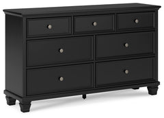 Lanolee Black California King Panel Bed, Dresser, Chest and 2 Nightstands - Ornate Home
