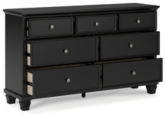 Lanolee Black California King Panel Bed, Dresser, Chest and 2 Nightstands - Ornate Home