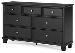 Lanolee Black California King Panel Bed, Dresser, Chest and 2 Nightstands - Ornate Home