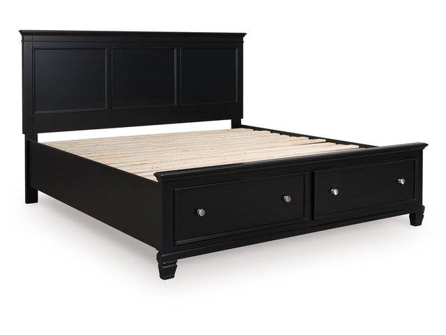 Lanolee Black California King Panel Storage Bed - Ornate Home
