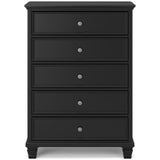 Lanolee Black Full Panel 5-Piece Bedroom Set - Ornate Home