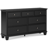 Lanolee Black Full Panel 5-Piece Bedroom Set w/ 2 Nightstands - Ornate Home