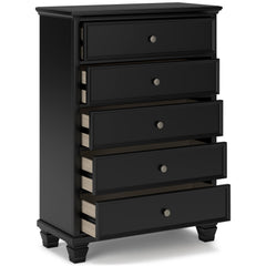 Lanolee Black Full Panel 6-Piece Bedroom Set w/ 2 Nightstands - Ornate Home