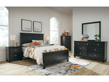 Lanolee Black Full Panel Bed with Mirrored Dresser and Nightstand (Online Special Price) - Ornate Home