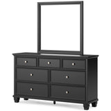 Lanolee Black Twin Panel Bed with Mirrored Dresser and Nightstand - Ornate Home