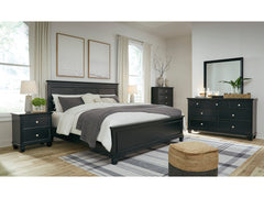 Lanolee Black King Panel 5-Piece Bedroom Set - Ornate Home