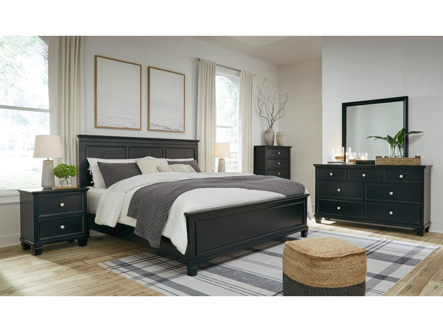 Lanolee Black King Panel 5-Piece Bedroom Set - Ornate Home