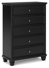 Lanolee Black King Panel Bedroom Set with Dresser, Mirror, Chest and 2 Nightstands (Online Special Price) - Ornate Home