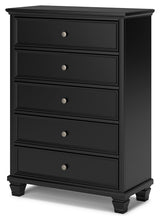 Lanolee Black King Panel Bedroom Set with Dresser, Mirror, Chest and 2 Nightstands (Online Special Price) - Ornate Home