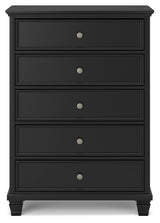 Lanolee Black King Panel Bedroom Set with Dresser, Mirror, Chest and 2 Nightstands - Ornate Home