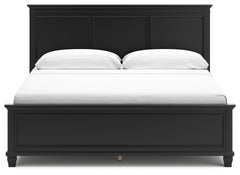 Lanolee Black King Panel Bedroom Set with Dresser, Mirror, Chest and 2 Nightstands - Ornate Home