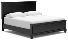 Lanolee Black King Panel Bedroom Set with Dresser, Mirror, Chest and 2 Nightstands - Ornate Home