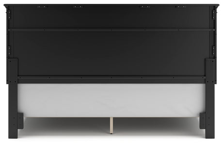 Lanolee Black King Panel Bedroom Set with Dresser, Mirror, Chest and 2 Nightstands - Ornate Home