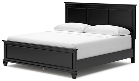 Lanolee Black King Panel Bedroom Set with Dresser, Mirror, Chest and 2 Nightstands - Ornate Home