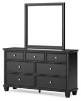 Lanolee Black King Panel Bedroom Set with Dresser, Mirror and 2 Nightstands (Online Special Price) - Ornate Home