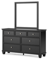 Lanolee Black King Panel Bedroom Set with Dresser, Mirror and 2 Nightstands - Ornate Home