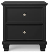 Lanolee Black King Panel Bedroom Set with Dresser, Mirror and 2 Nightstands - Ornate Home