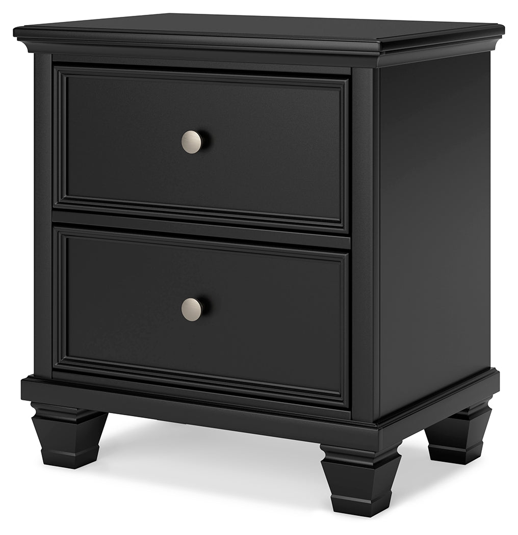 Lanolee Black King Panel Bedroom Set with Dresser, Mirror and 2 Nightstands - Ornate Home