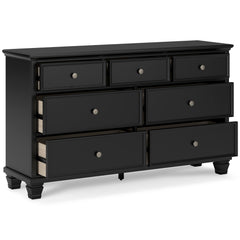 Lanolee Black Queen Panel 5-Piece Bedroom Set w/ 2 Nightstands - Ornate Home