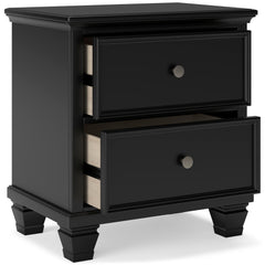 Lanolee Black Queen Panel 6-Piece Bedroom Set w/ 2 Nightstands - Ornate Home