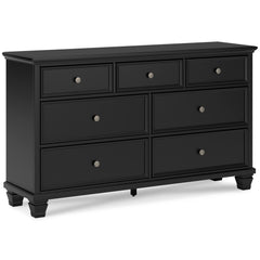 Lanolee Black Queen Panel 6-Piece Bedroom Set w/ 2 Nightstands - Ornate Home