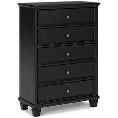 Lanolee Black Queen Panel 6-Piece Bedroom Set w/ 2 Nightstands - Ornate Home