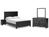 Lanolee Black Queen Panel Bed, Dresser, Mirror and Nightstand (Online Special Price) - Ornate Home