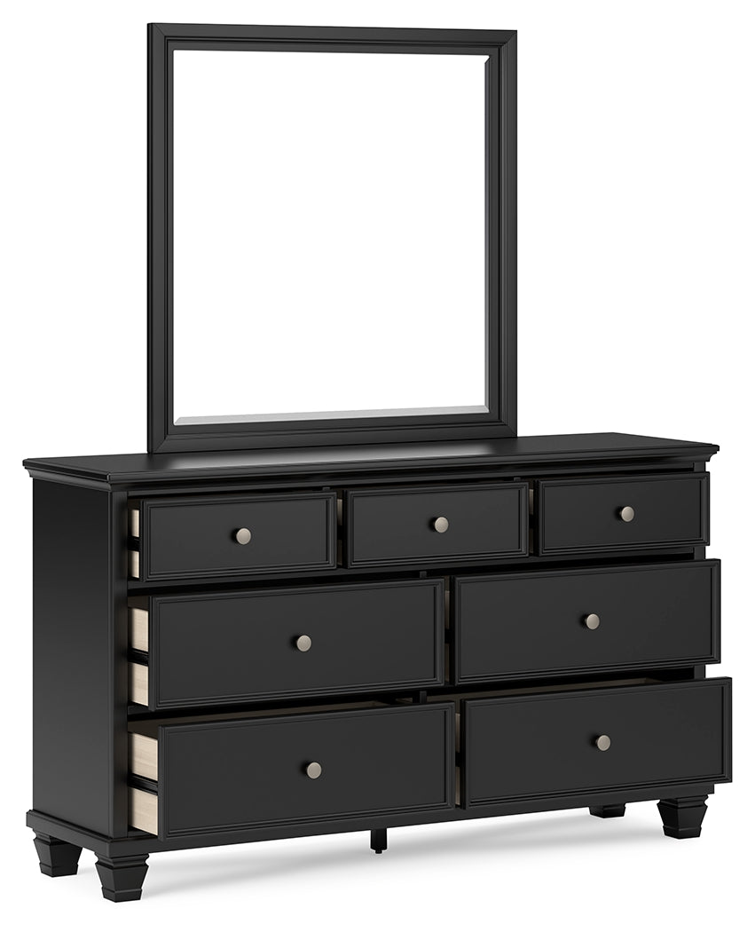 Lanolee Black Queen Panel Bed, Dresser, Mirror and Nightstand (Online Special Price) - Ornate Home