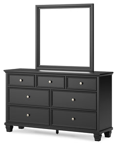 Lanolee Black Queen Panel Bed, Dresser, Mirror and Nightstand - Ornate Home