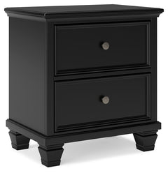 Lanolee Black Queen Panel Bed, Dresser, Mirror and Nightstand - Ornate Home