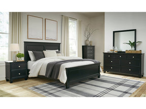 Lanolee Black Queen Panel Bed with Mirrored Dresser and Nightstand (Online Special Price) - Ornate Home