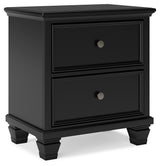 Lanolee Black Queen Panel Bed with Mirrored Dresser and Nightstand (Online Special Price) - Ornate Home