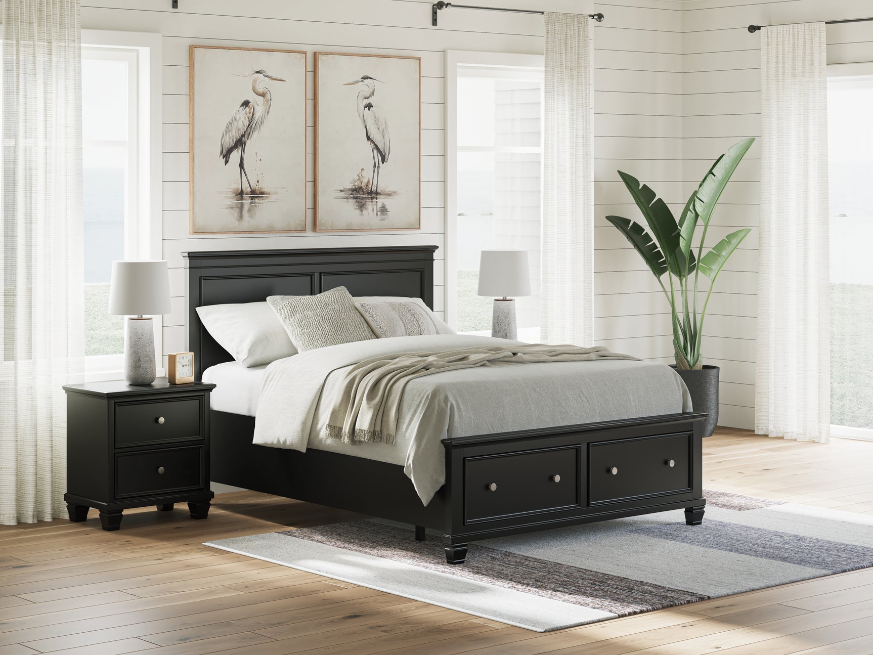 Lanolee Black Queen Panel Storage Bed - Ornate Home