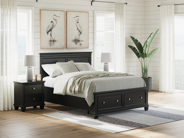 Lanolee Black Queen Panel Storage Bed - Ornate Home