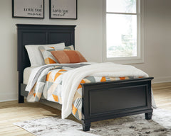 Lanolee Black Twin Panel 6-Piece Bedroom Set w/ 2 Nightstands - Ornate Home